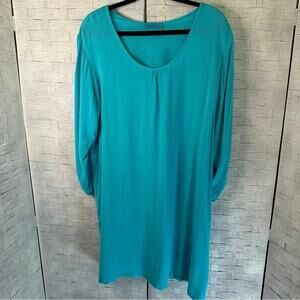 Fresh Produce teal shirt dress with cold shoulder sleeves beach costal plus size